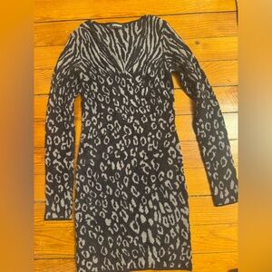 Express Black and Gray Animal Print Dress